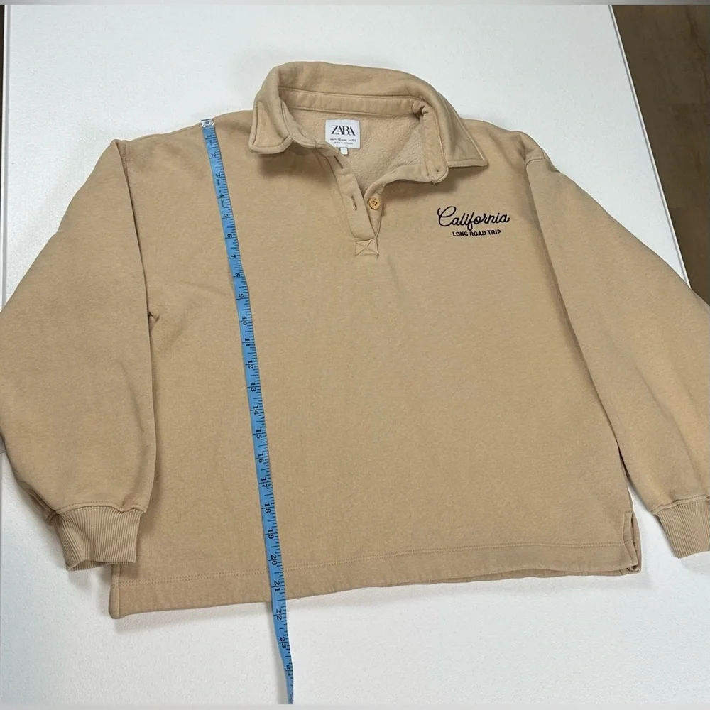 Zara Girls Beige Polo Sweatshirt California Long Road Trip‎ Size 11-12 Years